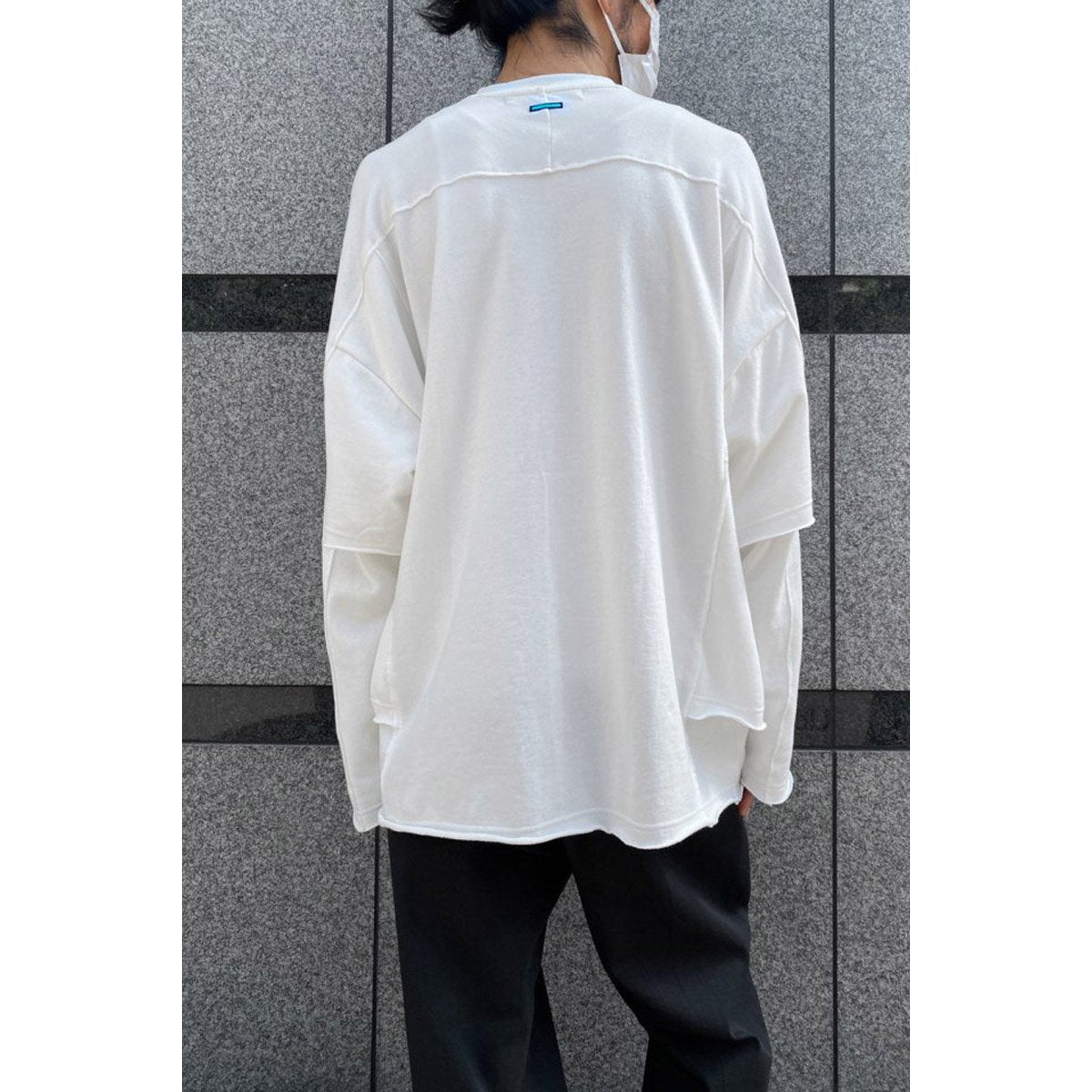 MUZE TURQUOISE LABEL - OVERSIZE LAYERED V-NECK SWEAT (OFF WHITE) ミューズ オーバーサイズ レイヤード ヴイネックスウェット