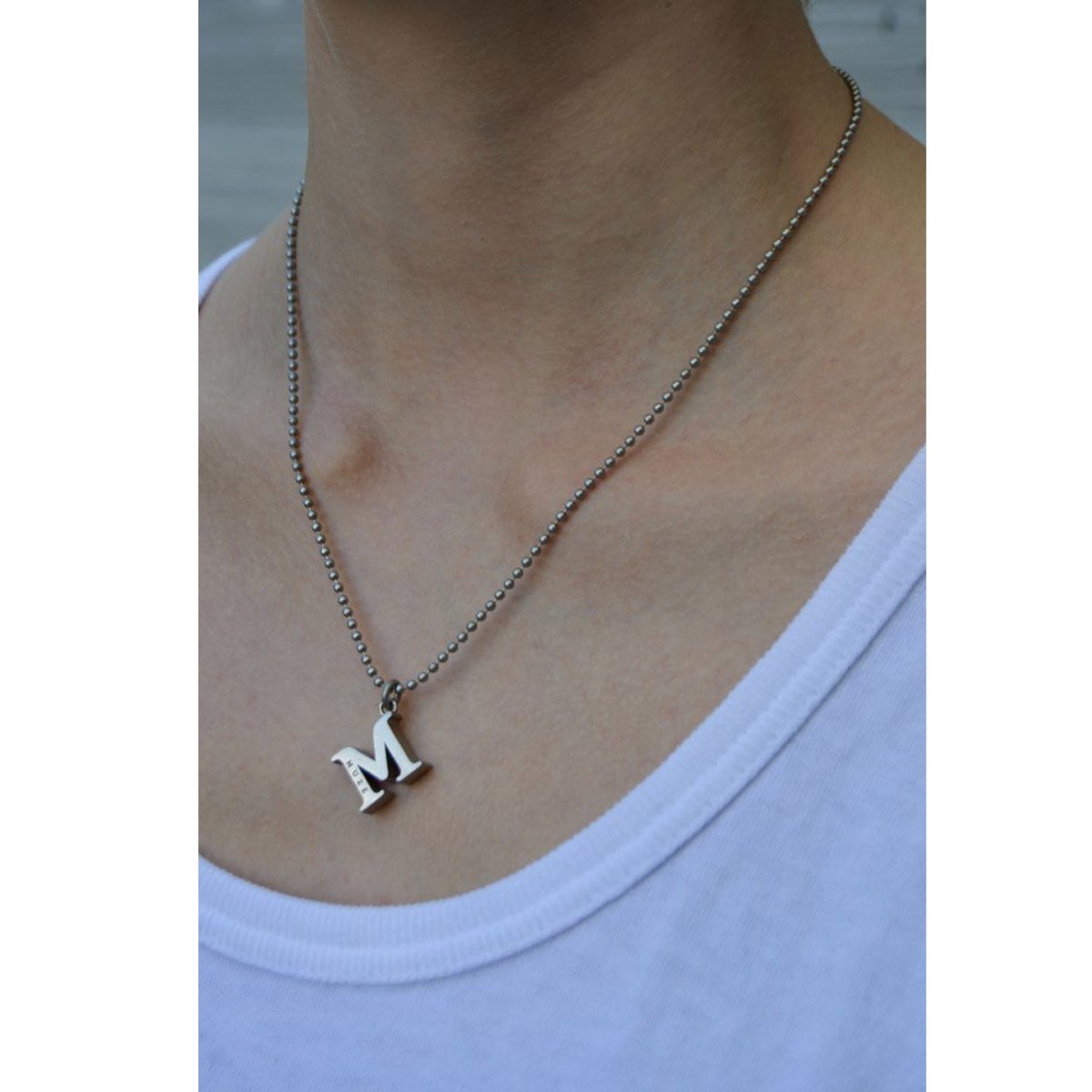 MUZE - M LOGO NECKLACE (MATTE SILVER) ミューズ ロゴ ネックレス マット シルバー