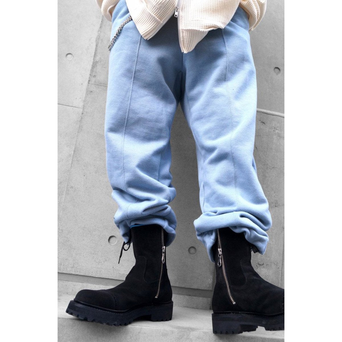 MUZE TURQUOISE LABEL - WAIST CORDUROY SWEAT SLACKS (CERULEAN BLUE) ミューズ スウェットスラックス ブルー