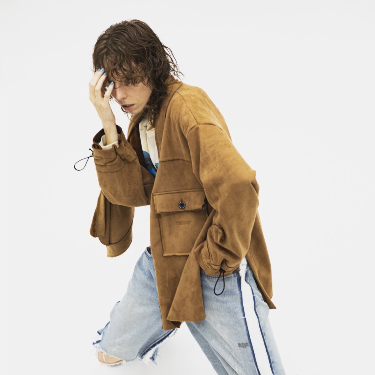 MUZE TURQUOISE LABEL - SUEDE BOMBER CARDIGAN (BROWN) ミューズ スウェードボンバーカーディガン ブラウン