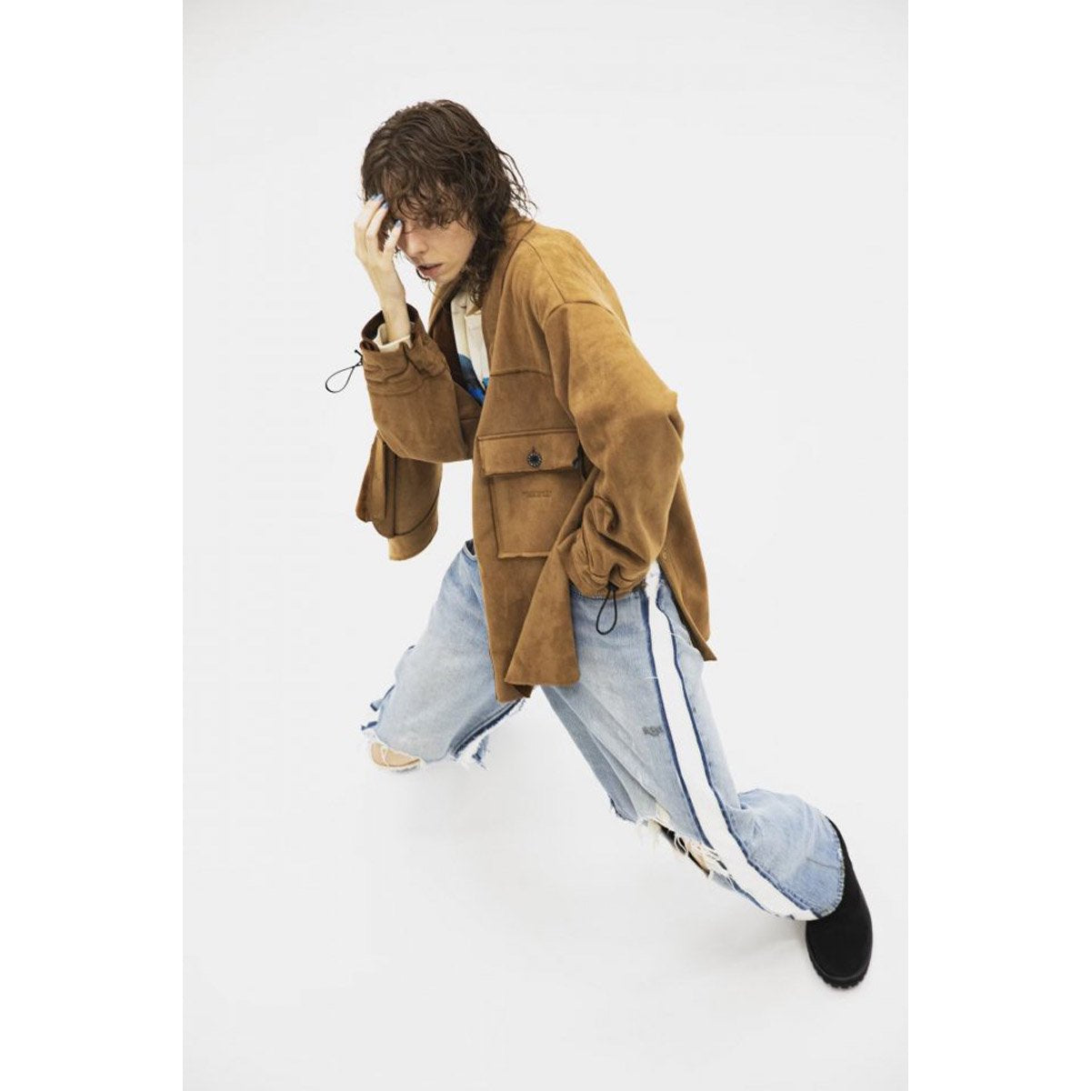 MUZE TURQUOISE LABEL - SUEDE BOMBER CARDIGAN (BROWN) ミューズ スウェードボンバーカーディガン ブラウン