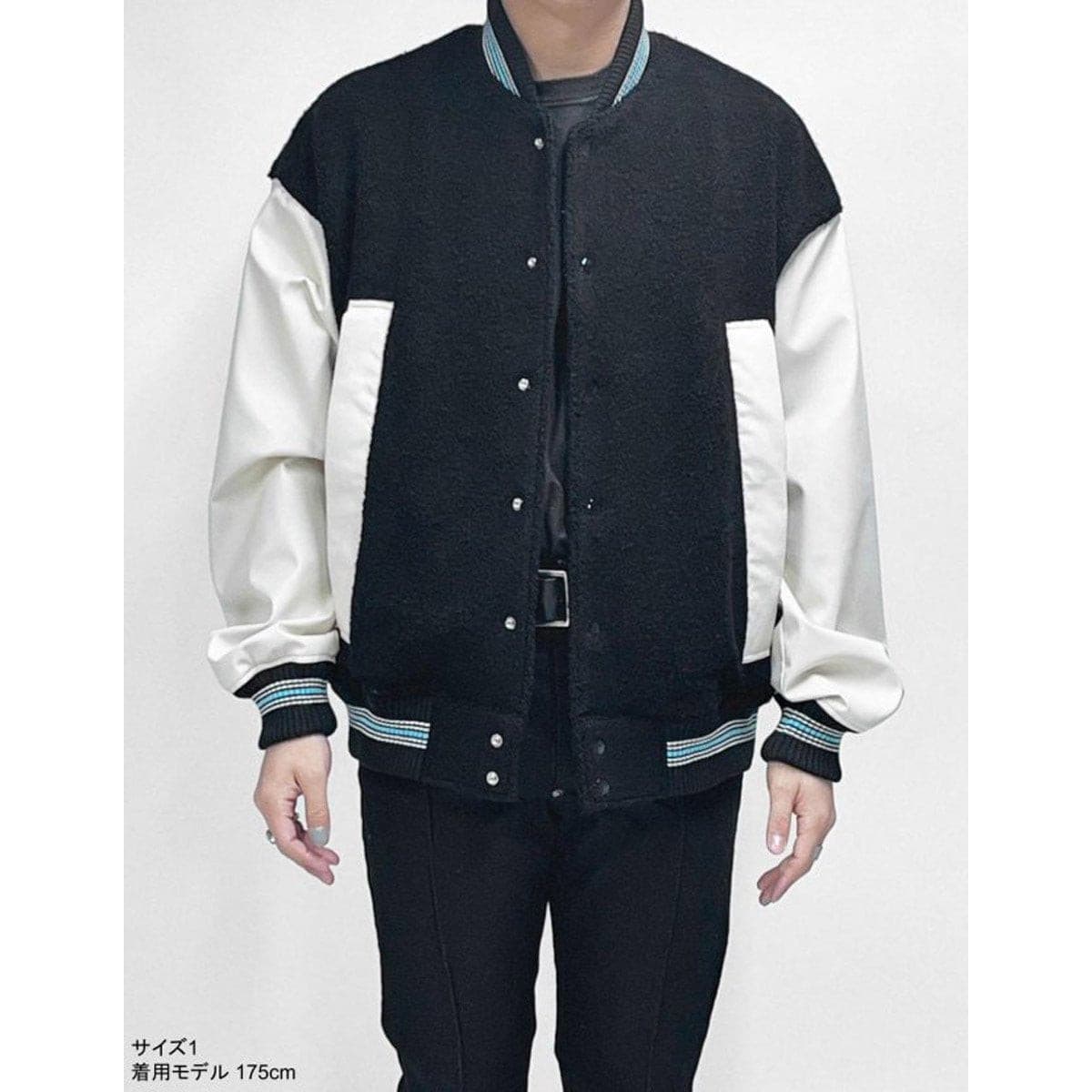 MUZE TURQUOISE LABEL - STADIUM JUMPER (BLACK×NATURAL) ミューズ スタジアムジャンパー ブラック×ナチュラル