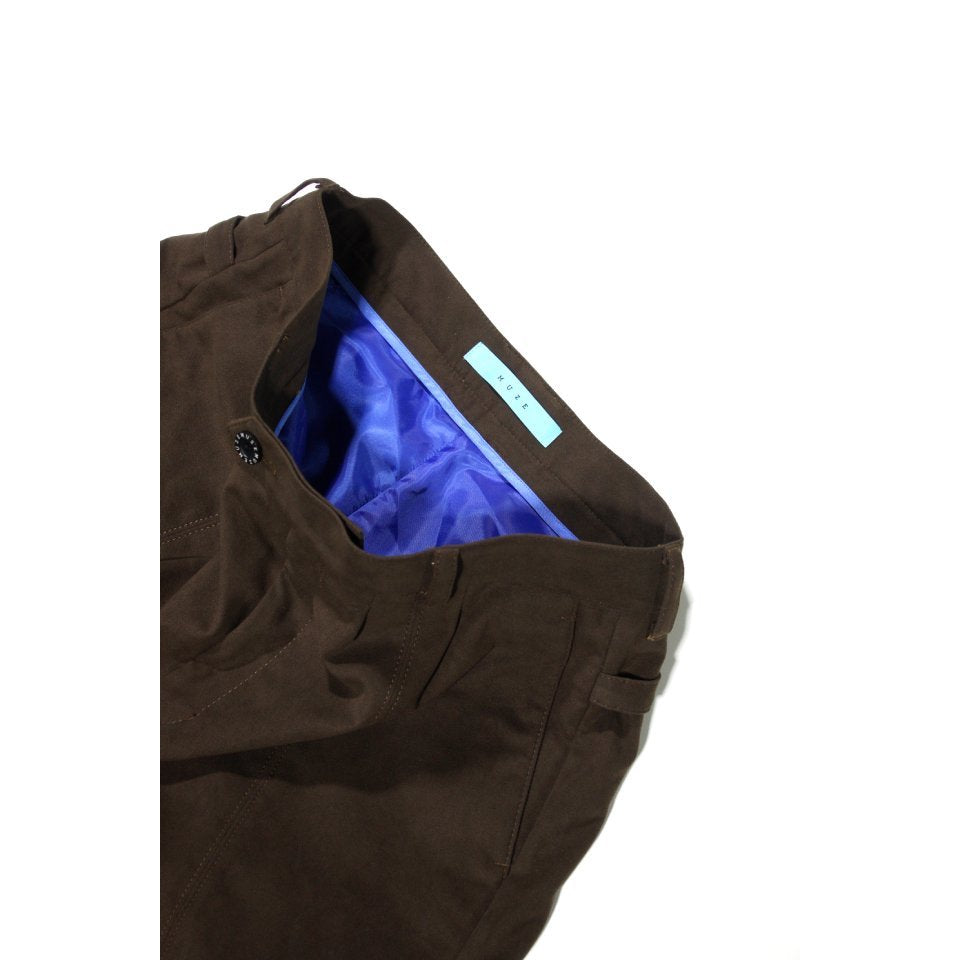 MUZE TURQUOISE LABEL - CENTER SEAM SUEDE SLACKS (DARK BROWN)