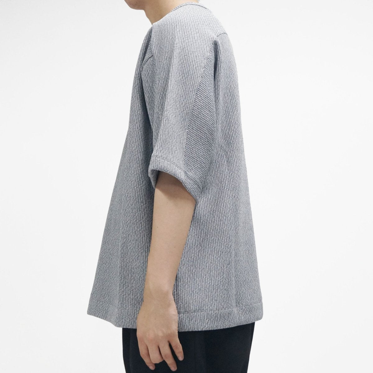 MUZE TURQUOISE LABEL - SWITCHING KNIT S/S TEE (GRAY)