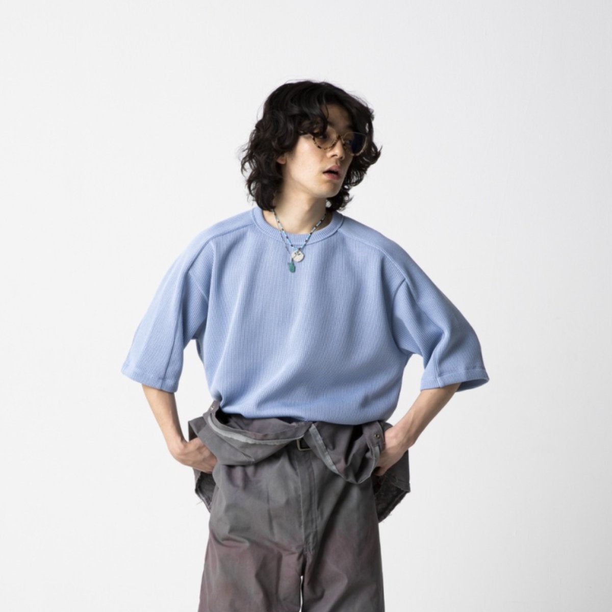 MUZE TURQUOISE LABEL - SWITCHING KNIT S/S TEE (BLUE)