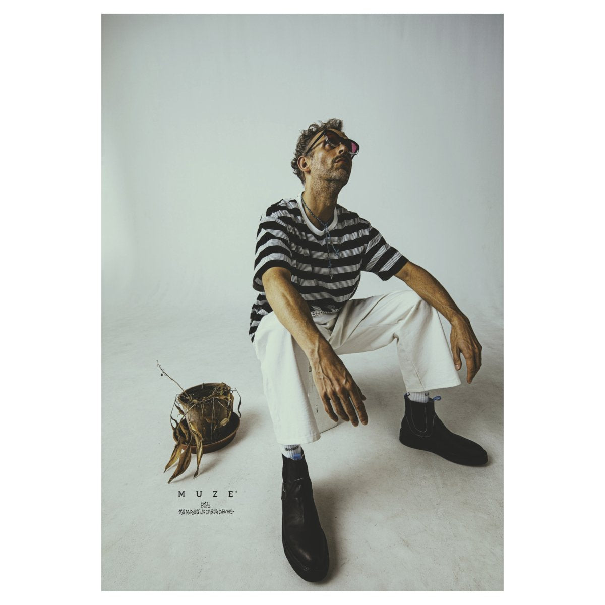 MUZE TURQUOISE LABEL - BORDER POCKET S/S TEE・BORDER-A (WHITE)