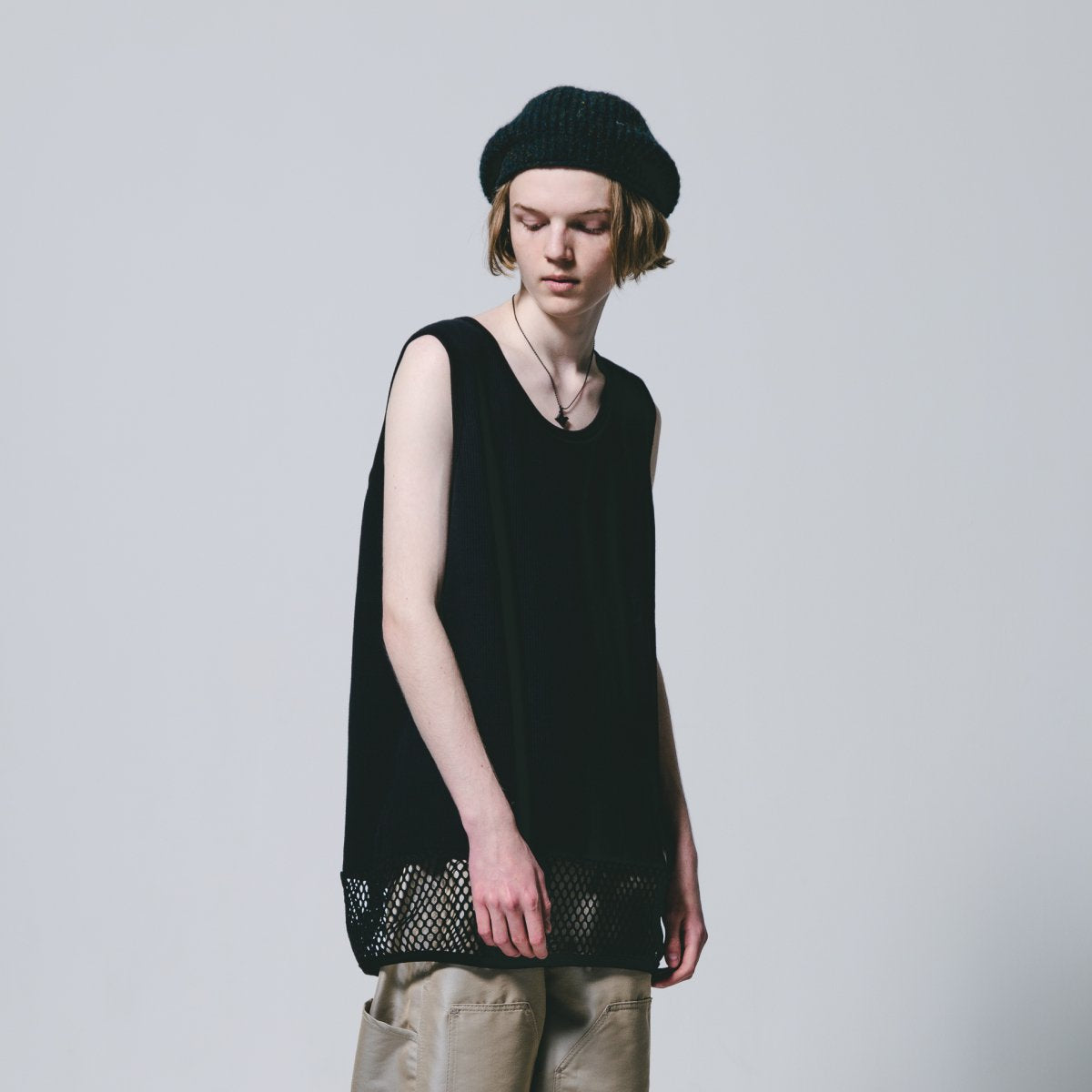 MUZE TURQUOISE LABEL - HEM MESH TANKTOP (BLACK)