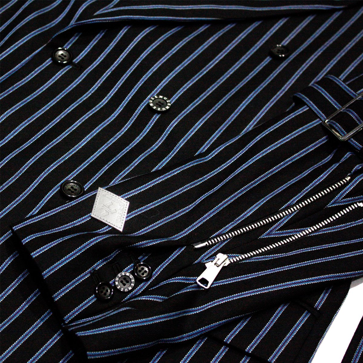 MUZE TURQUOISE LABEL × el conductorH - BELTED BONDAGE DOUBLE BREASTED JKT (STRIPE) コンダクター ストライプ ダブルジャケット