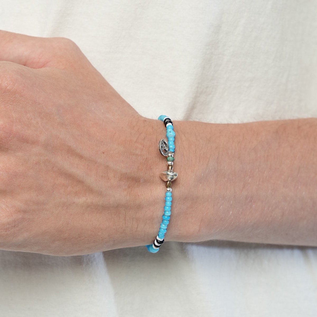 MUZE TURQUOISE LABEL×Sunku-PEACE BEADS BRACELET(SKY BLUE)