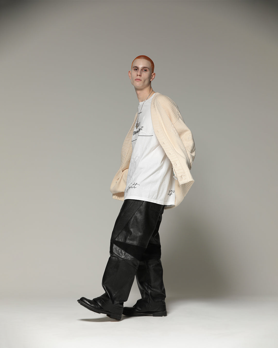 MUZE TURQUOISE LABEL - CIRCUIT WIDE LEATHER TROUSERS(BLACK) ミューズ 2022年秋冬コレクション レザー トラウザーズ ブラック