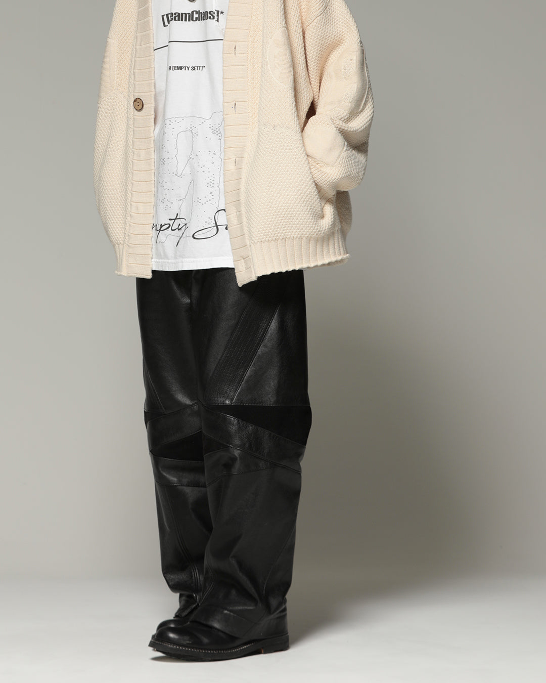 MUZE TURQUOISE LABEL - CIRCUIT WIDE LEATHER TROUSERS(BLACK) ミューズ 2022年秋冬コレクション レザー トラウザーズ ブラック