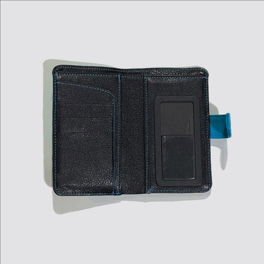 MUZE - LEATHER SMART PHONE CASE (BLACK/TURQUOISE)ミューズ レザー スマートフォンケース ブラック/ターコイズ