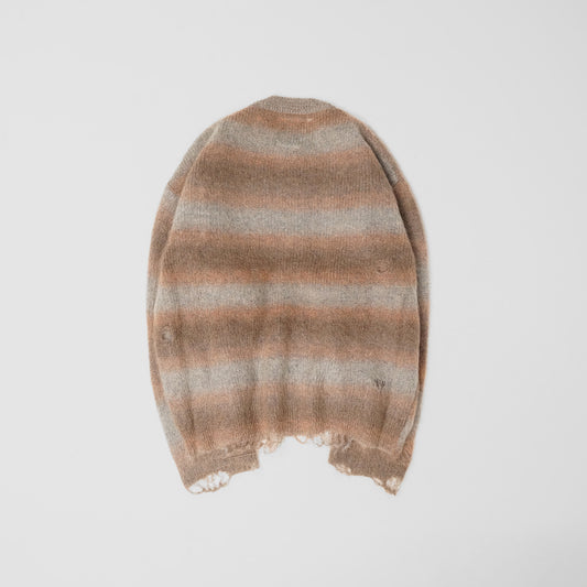 FACCIES - Gradation Damage Knit (GRAYPINK) ファッチーズ グラデーション ダメージ ニット グレーピンク