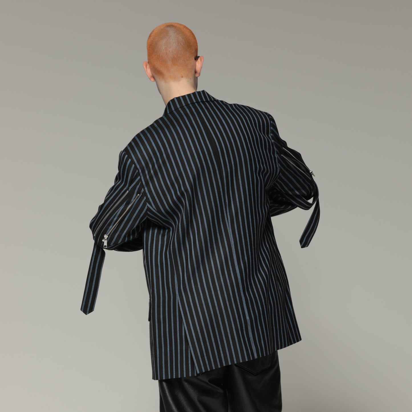 MUZE TURQUOISE LABEL × el conductorH - BELTED BONDAGE DOUBLE BREASTED JKT (STRIPE) コンダクター ストライプ ダブルジャケット