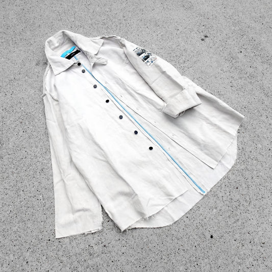 MUZE TURQUOISE LABEL ミューズ ターコイズ レーベル 【×MINUS Cut Off Dress With Chin Strap(VINTAGE BED SHEET)】 ×マイナス カットオフ ドレス ウィズ チンストラップ(ナチュラル)