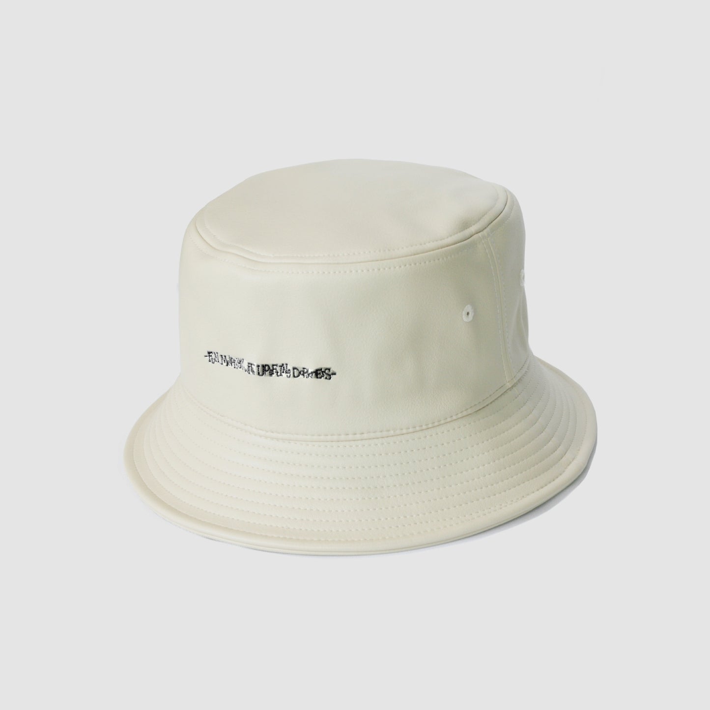 MUZE ミューズ【LOGO LEATHER BUCKET HAT】ロゴ レザー バケットハット(BEIGE×BLACK)