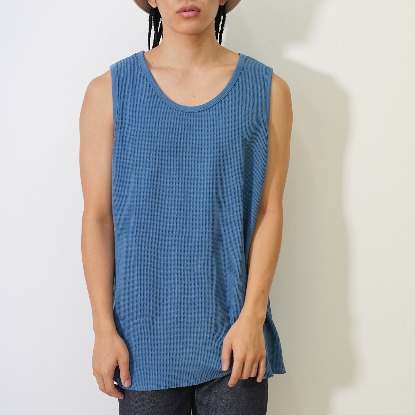 MUZE TURQUOISE LABEL - WAFFLE TANK TOP(BLUE)ミューズ ワッフル タンクトップ ブルー
