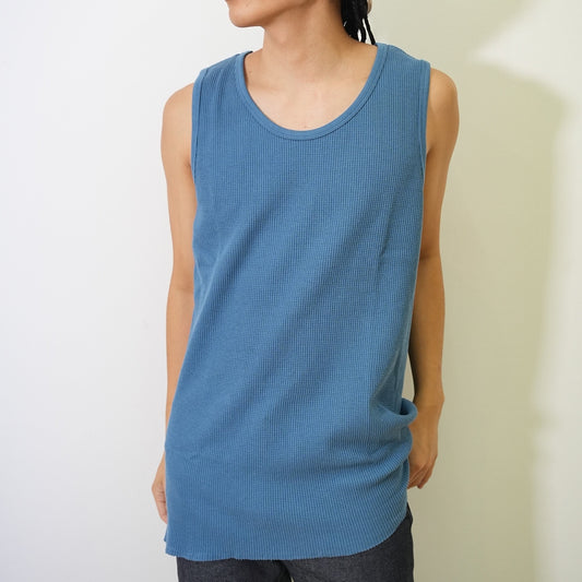 MUZE TURQUOISE LABEL - WAFFLE TANK TOP(BLUE)ミューズ ワッフル タンクトップ ブルー