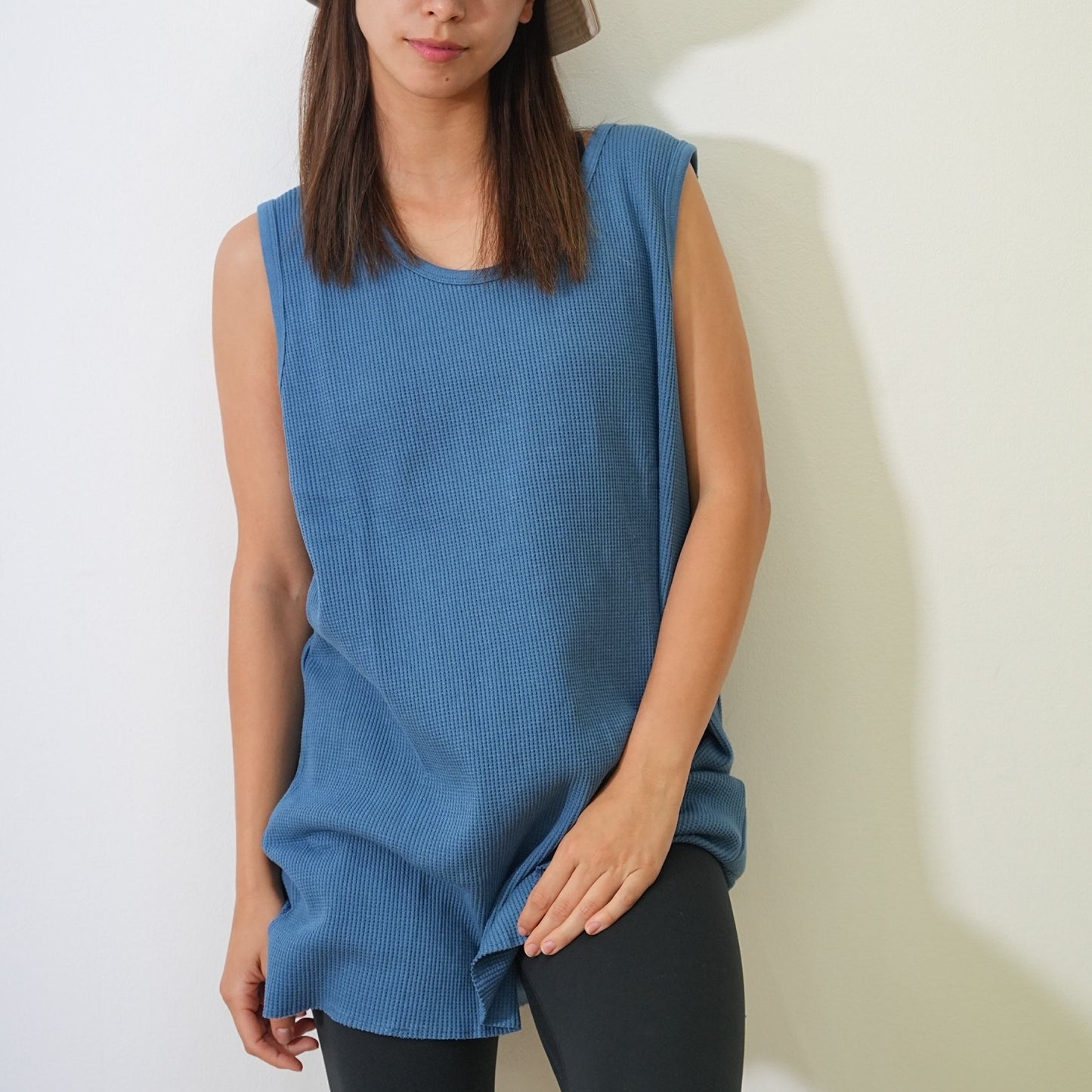 MUZE TURQUOISE LABEL - WAFFLE TANK TOP(BLUE)ミューズ ワッフル タンクトップ ブルー