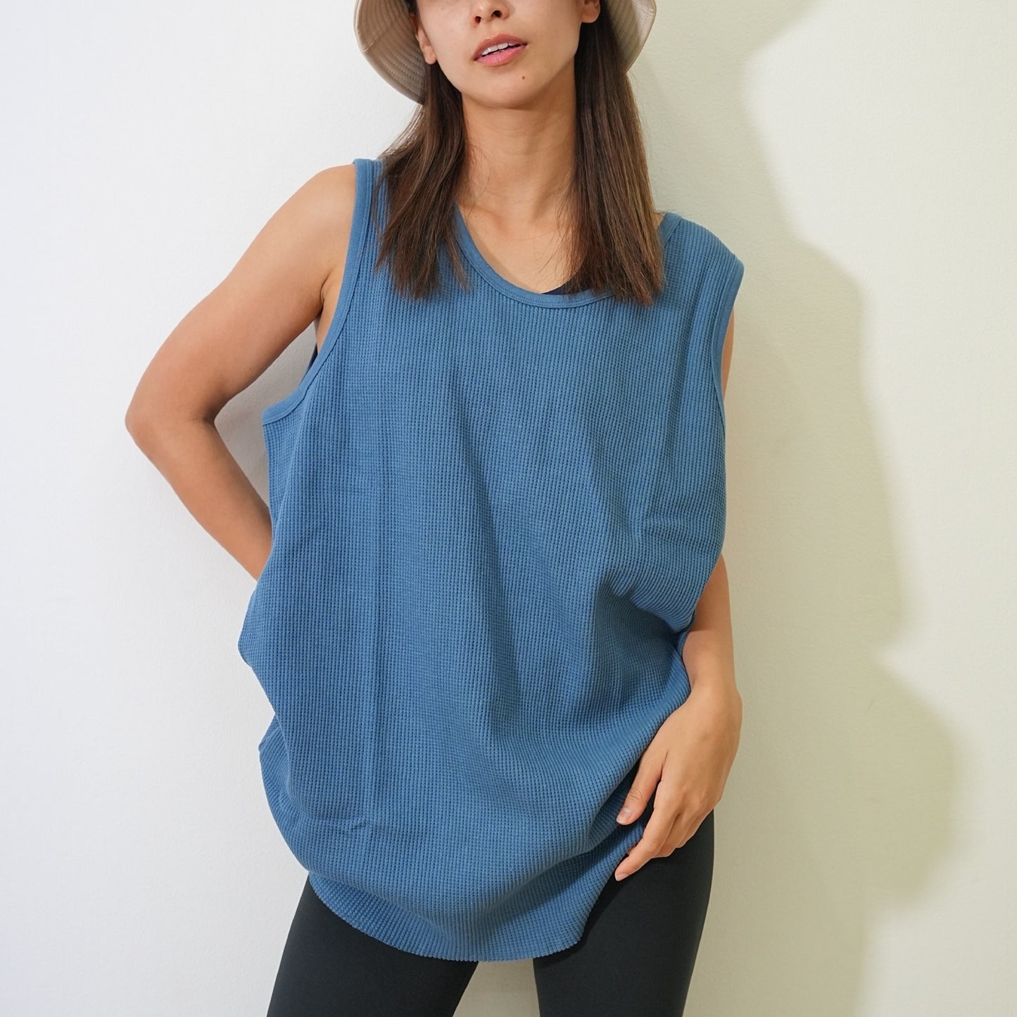 MUZE TURQUOISE LABEL - WAFFLE TANK TOP(BLUE)ミューズ ワッフル タンクトップ ブルー