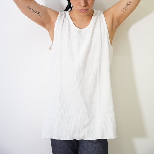 MUZE TURQUOISE LABEL - WAFFLE TANK TOP(WHITE)ミューズ 2022年秋冬 ワッフル タンクトップ ホワイト