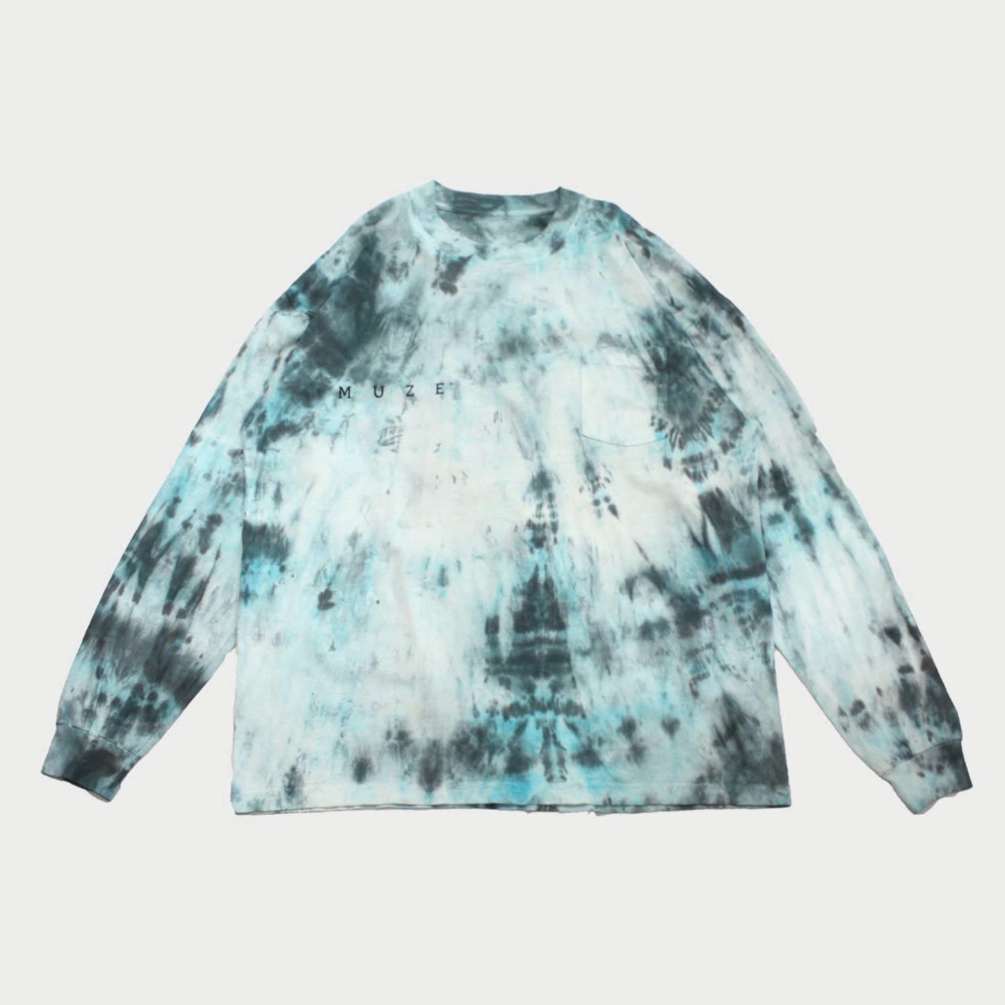 MUZE ミューズ 【TIE-DYE L/S TEE】タイダイ ロングスリーブ(ターコイズ×ブラック)