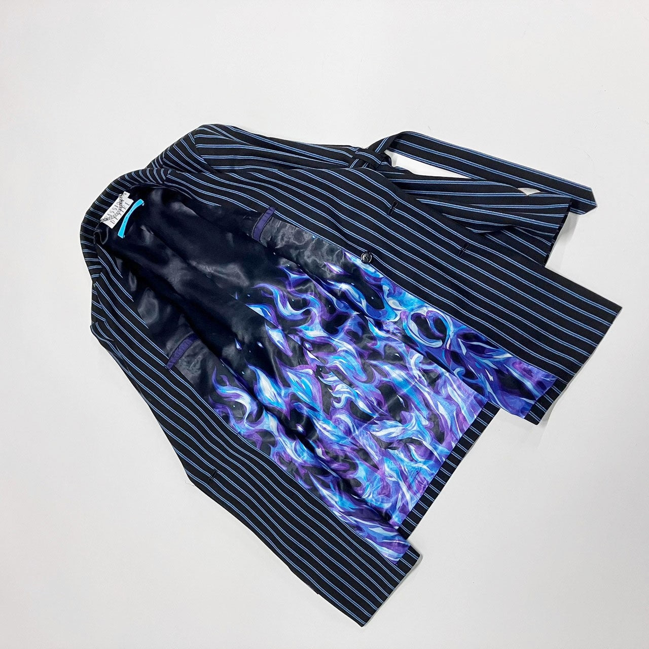 MUZE TURQUOISE LABEL × el conductorH - BELTED BONDAGE DOUBLE BREASTED JKT (STRIPE) コンダクター ストライプ ダブルジャケット