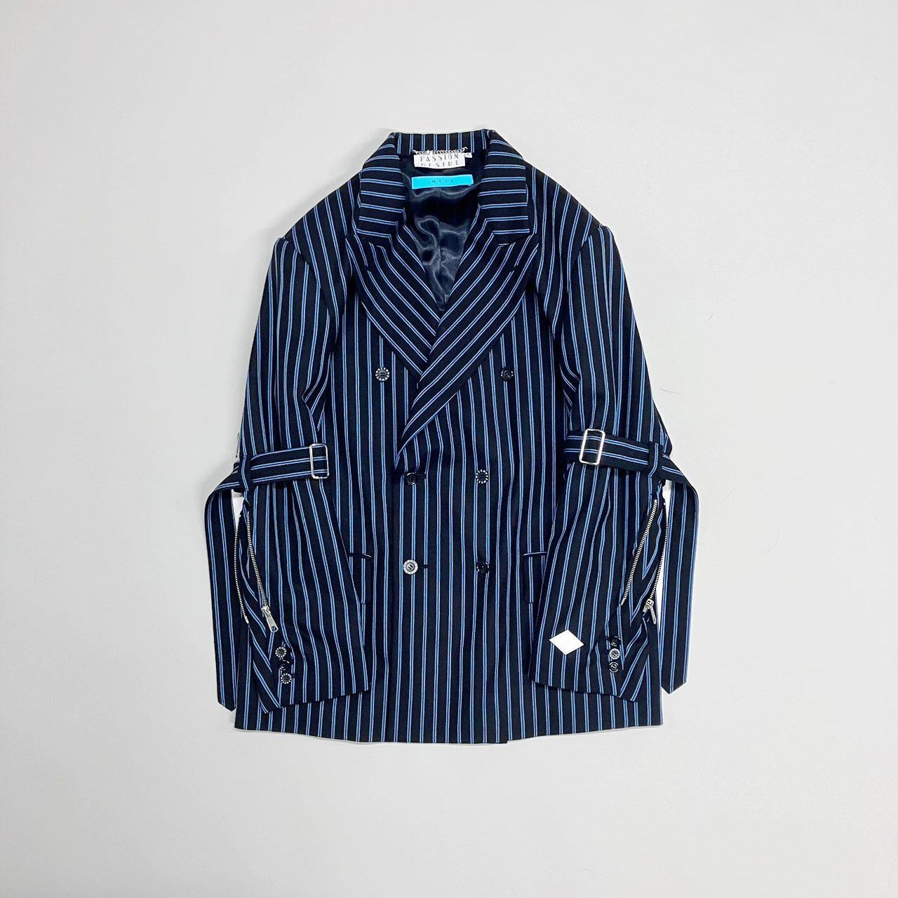 MUZE TURQUOISE LABEL × el conductorH - BELTED BONDAGE DOUBLE BREASTED JKT (STRIPE) コンダクター ストライプ ダブルジャケット