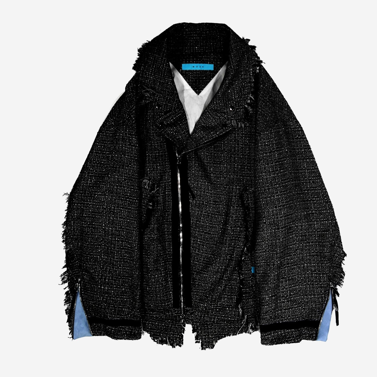MUZE TURQUOISE LABEL - BIG RIDERS JACKET(BLACK×WHITE) ミューズ 2023年春夏 ライダースジャケット