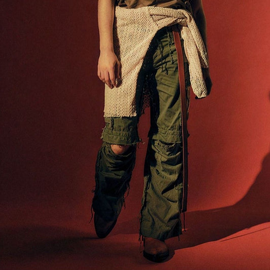 MINUS - Slash Seam HBT Cargo / VINTAGE SLEEPING BAG CASE (OLIVE) マイナス カーゴパンツ オリーブ
