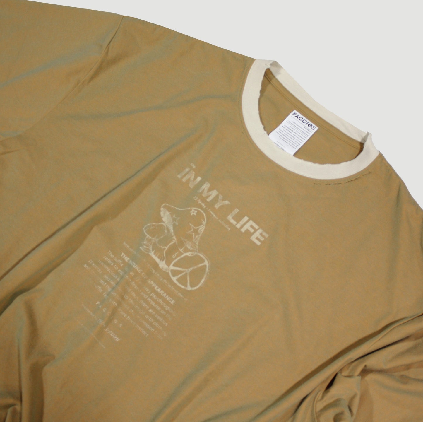 FACCIES - Mirage Used Tee(S/BROWN)ファッチーズ ミラージュ ユーズド Tシャツ ブラウン