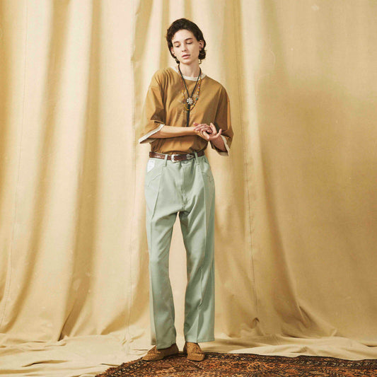 FACCIES - Wt Mix Dry Twill Wide Pt (S.GREEN) ファッチーズ ツイルワイドパンツ グリーン