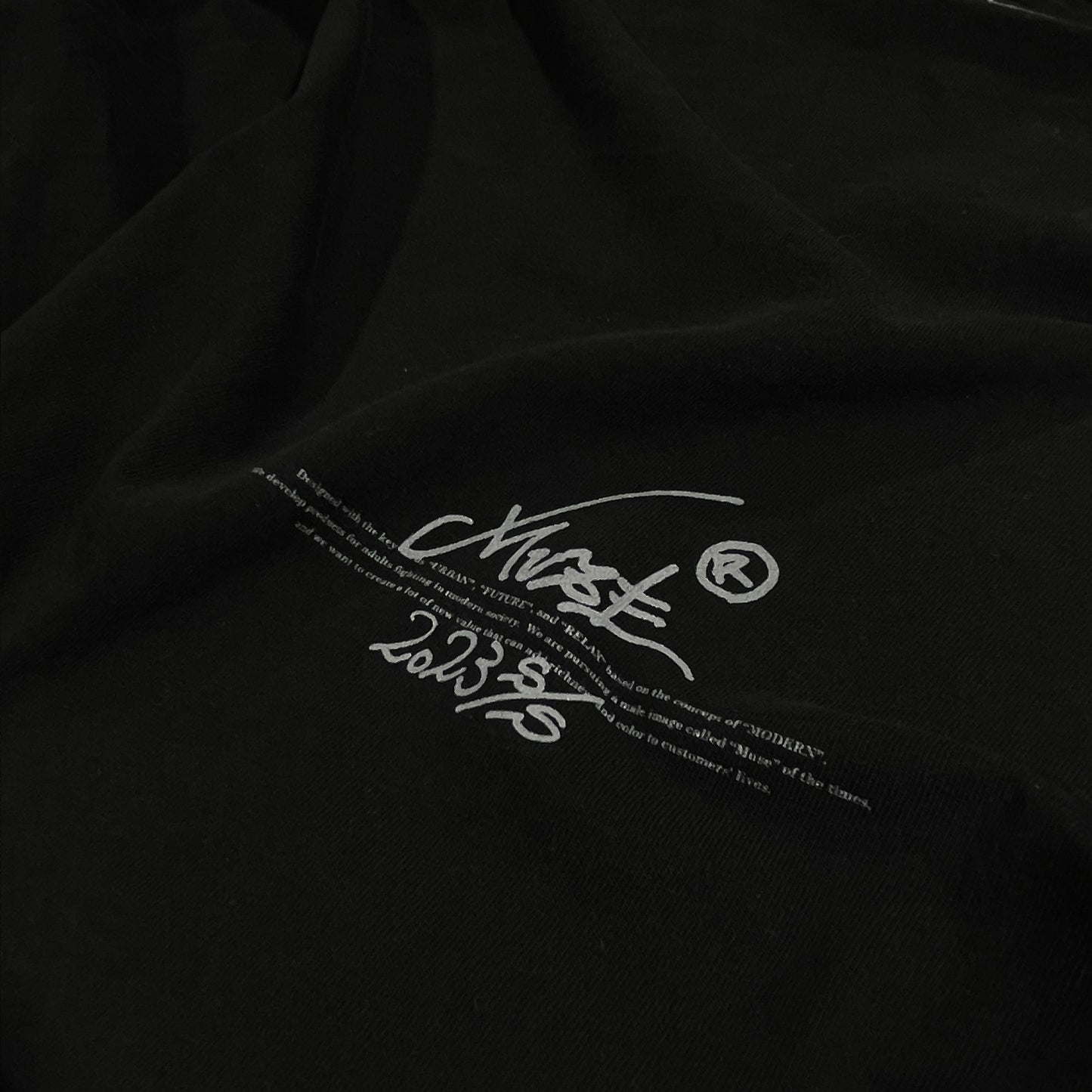 MUZE BLACK LABEL - HANDWRITING LONG SLEEVE T-SH(BLACK) ミューズ 2023春夏 ハンドライティング Tシャツ ブラック