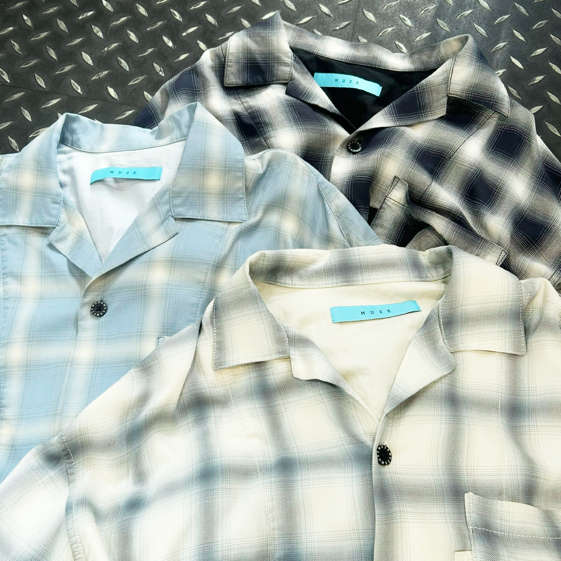 NEW ARRIVAL】MUZE TURQUOISE LABELよりレーヨンオンブルチェック NEW ARRIVAL】MUZE TURQUOISE LABELよりレーヨンオンブルチェック
