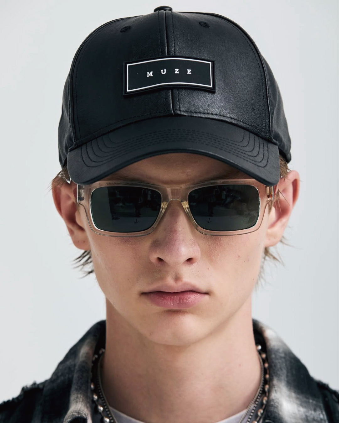 MUZE®︎  -【MUZE®︎ LOGO LEATHER CAP(BLACK)】ミューズ ロゴ レザー キャップ ブラック