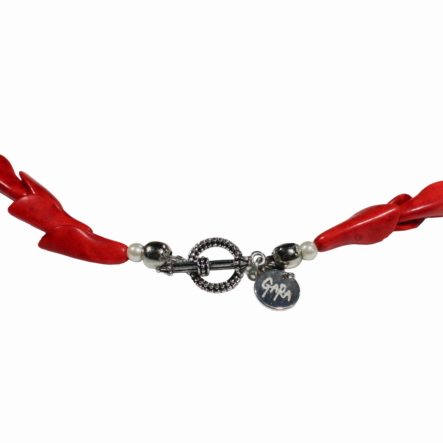 GARA -【FISH BONE NECKLACE(RED)】ガラ ビーズ ネックレス ターコイズ レッド – MUZE TOKYO