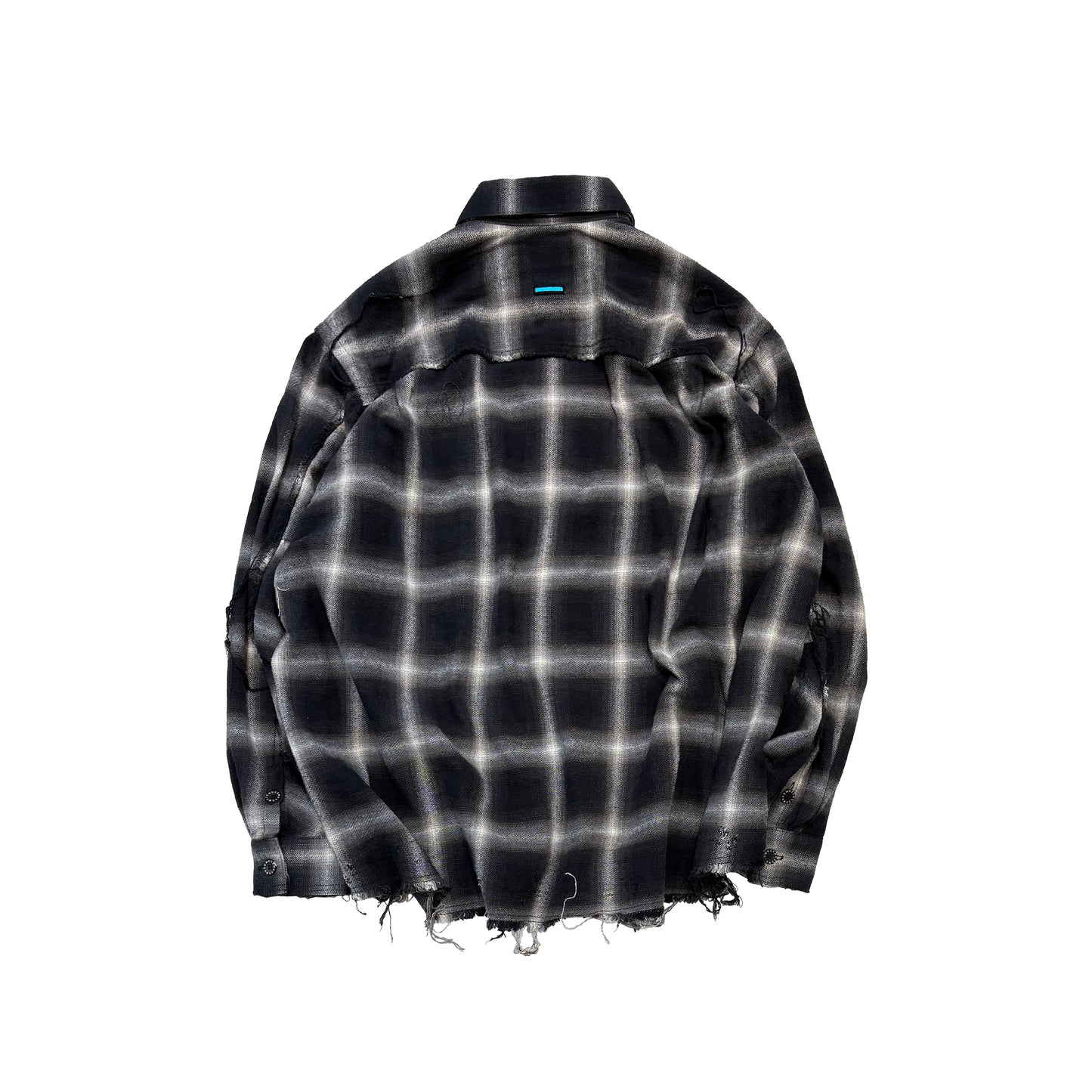 MUZE TURQUOISE LABEL -【CRASHED OMBRE CHECK SHIRT(BLACK)】ミューズ オンブレ チェック シャツ クラッシュ ダメージ ブラック