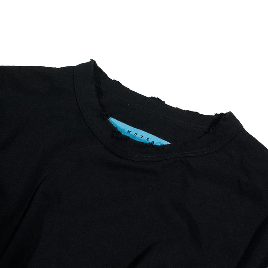 MUZE TURQUOISE LABEL -【MESH LAYERED L/S TEE (BLACK×BLACK)】ミューズ メッシュ レイヤード ロングスリーブ Tシャツ ブラック