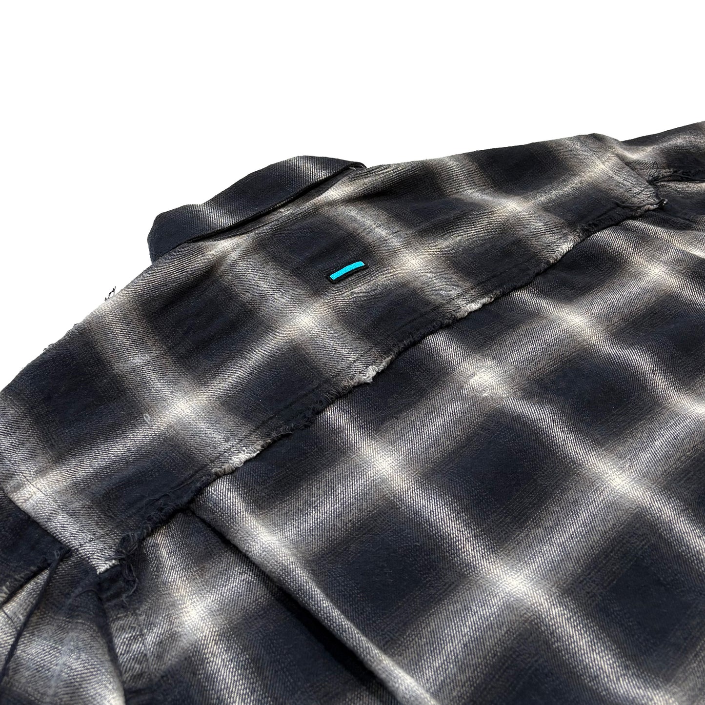 MUZE TURQUOISE LABEL -【CRASHED OMBRE CHECK SHIRT(BLACK)】ミューズ オンブレ チェック シャツ クラッシュ ダメージ ブラック