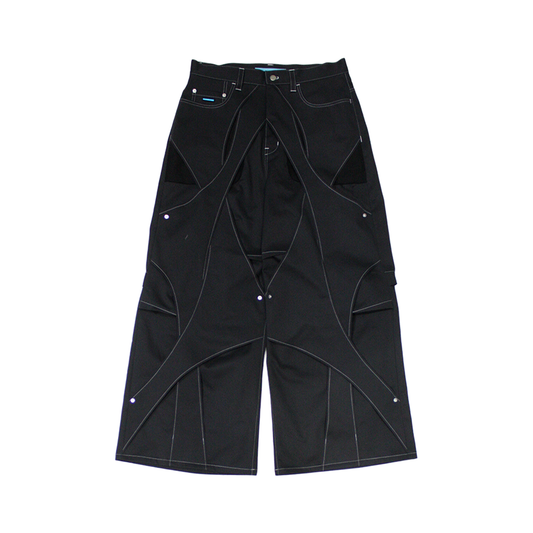 MUZE®︎ TURQUOISE LABEL -【SULFUR-DYED CHINO CROSS WIDE TROUSERS (BLACK×WHITE)】硫化染 チノ クロス ワイド トラウザー ブラック ホワイト