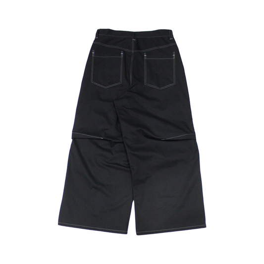 MUZE®︎ -【SULFUR-DYED CHINO CROSS WIDE TROUSERS (BLACK×WHITE)】硫化染 チノ クロス ワイド トラウザー ブラック ホワイト