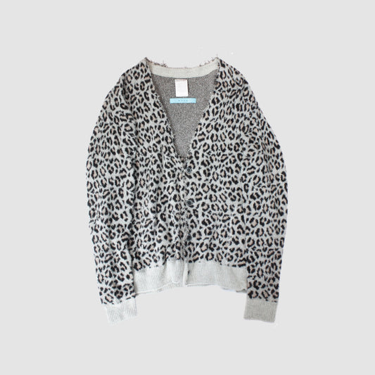 MUZE TURQUOISE LABEL × FACCIES - EX Animal Feather Jqd CD(GRAY)ミューズ  2023年秋冬 ファッチーズ レオパード カーディガン グレー