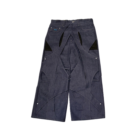 MUZE®︎ TURQUOISE LABEL -【RIDGED DENIM CROSS WIDE TROUSERS(INDIGO)】ミューズ リジッド デニム クロス ワイド トラウザー インディゴ