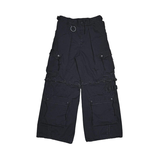 MINUS -【Slash Seam Twist Cargo Pants(AGED TWILL)(AGED BLACK)】マイナス カーゴ パンツ チノ ブラック