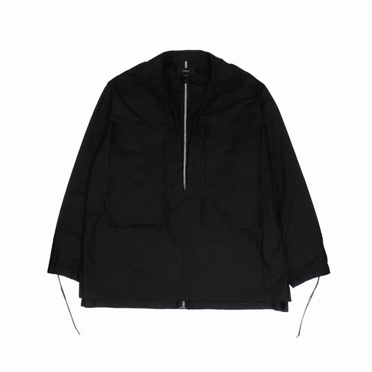 MINUS -【Slash Seam Army Pull(HORCE CLOTH)(BLACK)】マイナス スキッパー シャツ ブラック