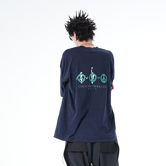 MUZE BLACK LABEL -【MUZE PEACE GARMENT DYE T-SHIRT(DARK NAVY)】ミューズ ピース ガーメントダイ Tシャツ ダーク ネイビー