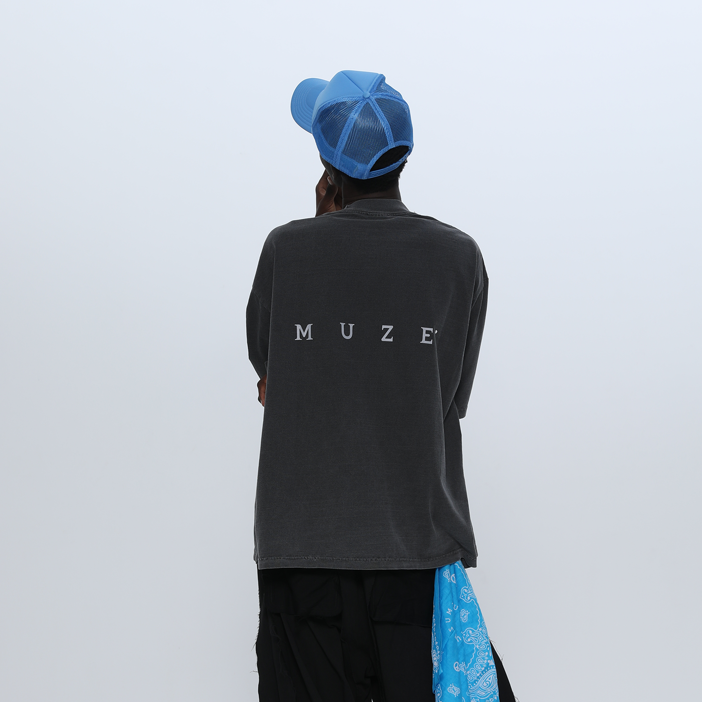 MUZE BLACK LABEL -【MUZE® LOGO REFLECTOR T-SH(PIGMENT BLACK)】ミューズ ロゴ Tシャツ リフレクター ピグメント ブラック