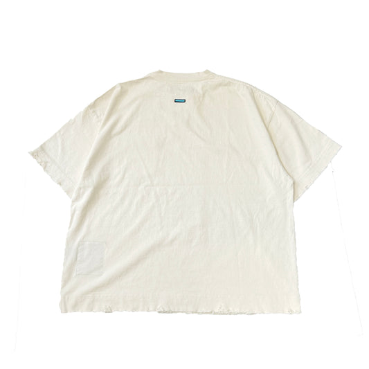 MUZE TURQUOISE LABEL  -【DAMAGE SKIPPER TEE (WHITE)】ミューズ ダメージスキッパーTシャツ ホワイト