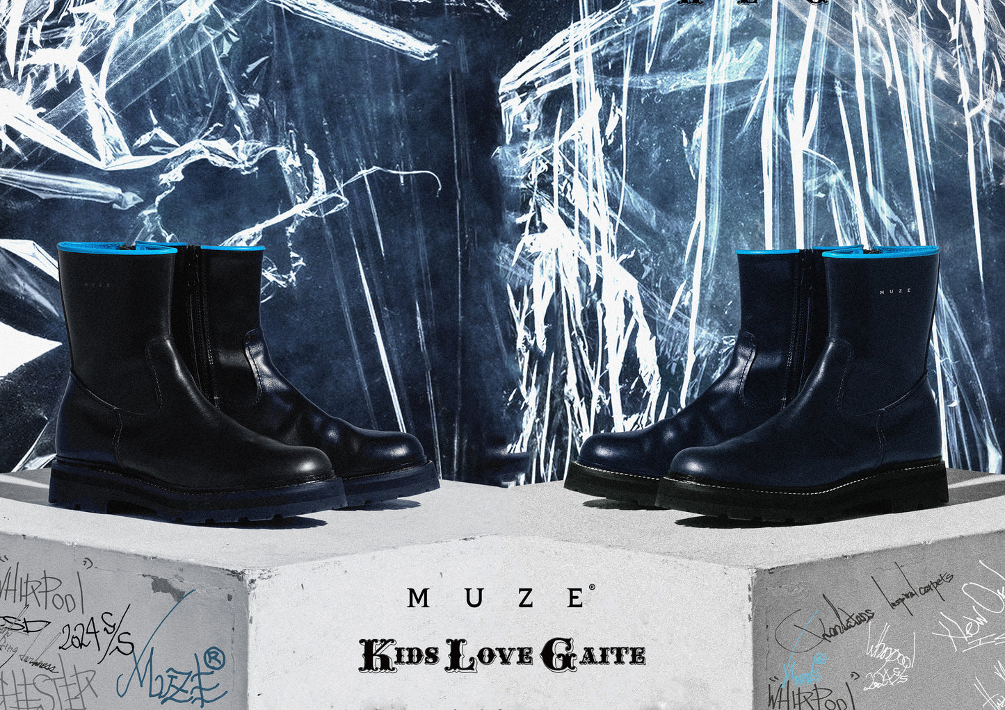 MUZE TURQUOISE LABEL × KIDS LOVE GAITE - SIDE ZIP VIBRAM ARCTIC GRIP BOOTS(BLACK)