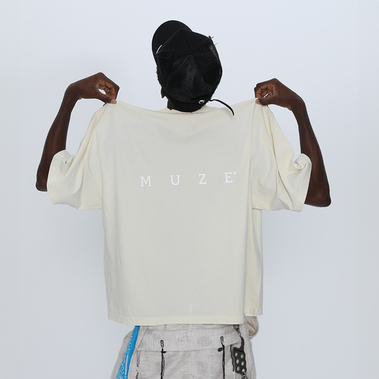 MUZE BLACK LABEL -【MUZE® LOGO REFLECTOR T-SH(NATURAL)】ミューズ ロゴ Tシャツ リフレクター ナチュラル